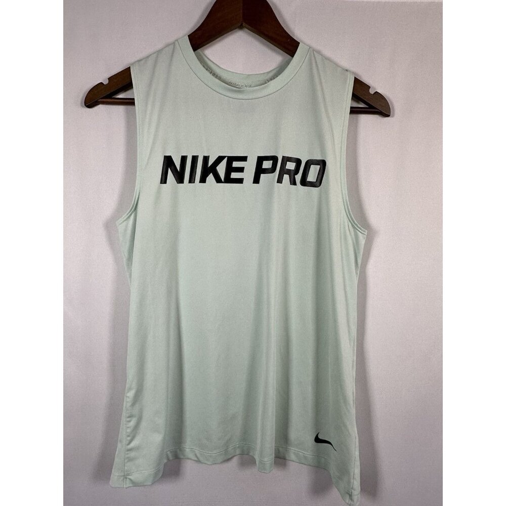 Nike Pro Intertwist Muscle Tank Top Women's Medium Green Tulip Back Train - Picture 2 of 8